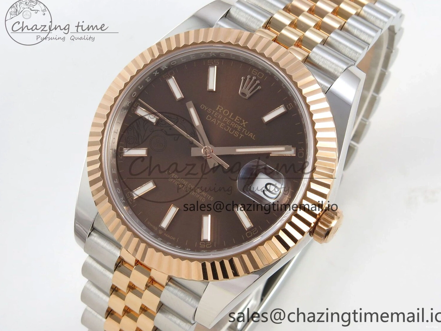 MiroTime 0202 DateJust 41 126331 SS RG ARF 1:1 Best Edition Brown Stick Dial on Jubilee Bracelet SH3235 (Weighted) TopPick 196